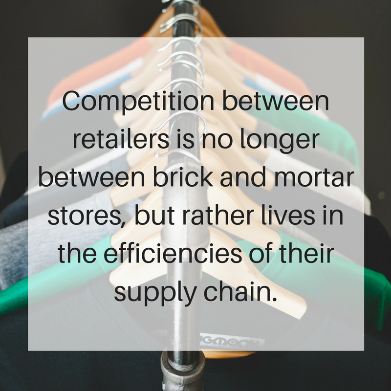 Competition between retailers is no longer between brick and mortar stores, rather lives in the efficiencies of their supply chains.